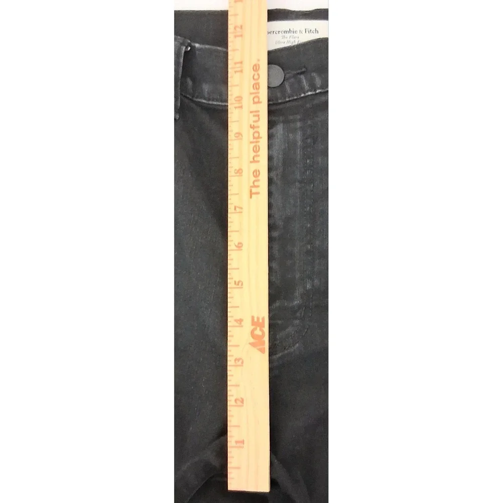 Abercrombie Fitch Jeans Women's 27 Black Flare High Rise Pockets Hippie Bohemian